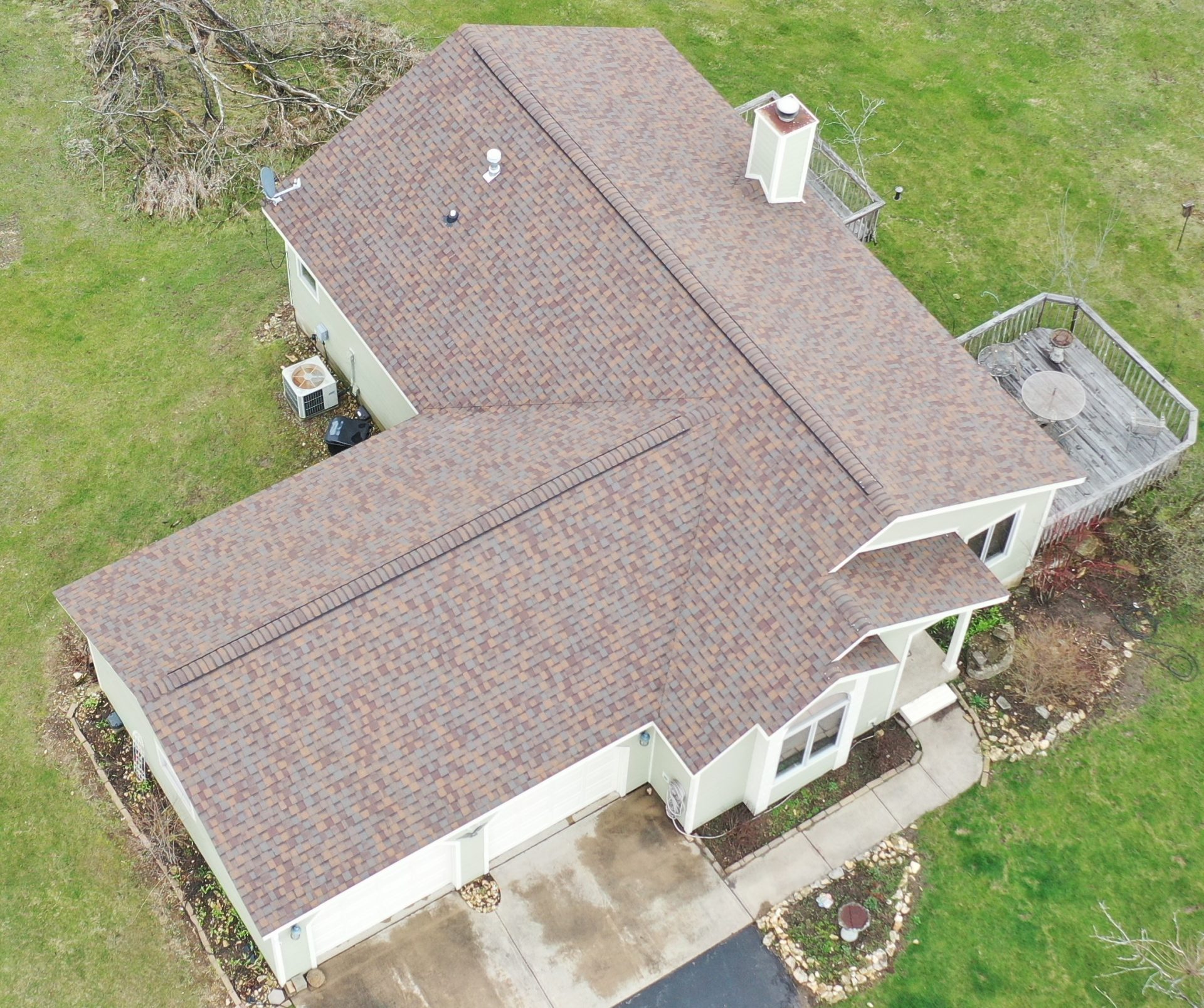 drone view of new roof completed