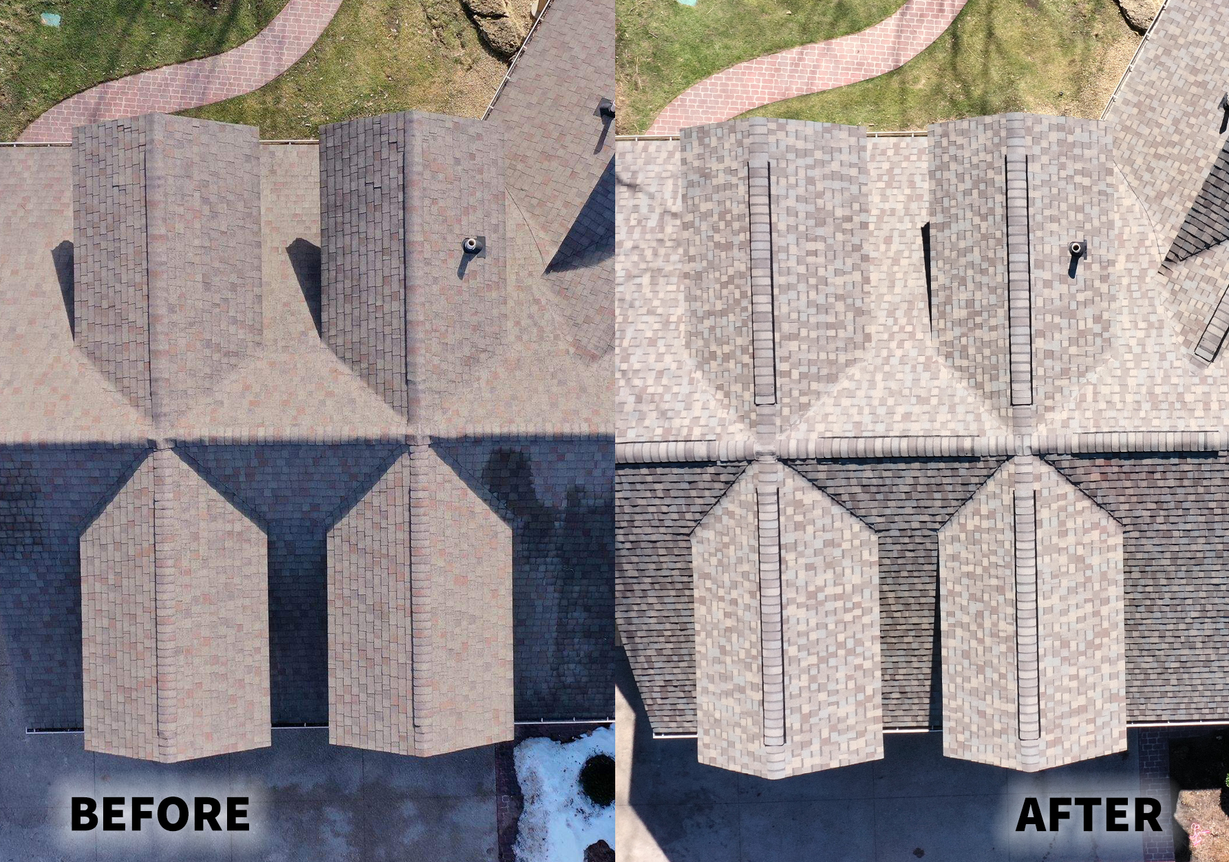 before and after Kevin M. in Galena IL home roof repair in galena il