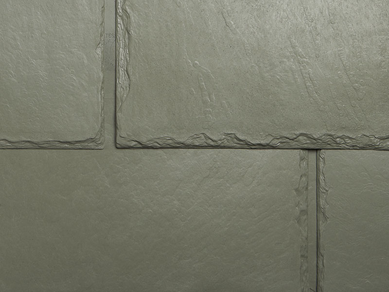 EcoStar composite steep-slope slate roofing in majestic sage green