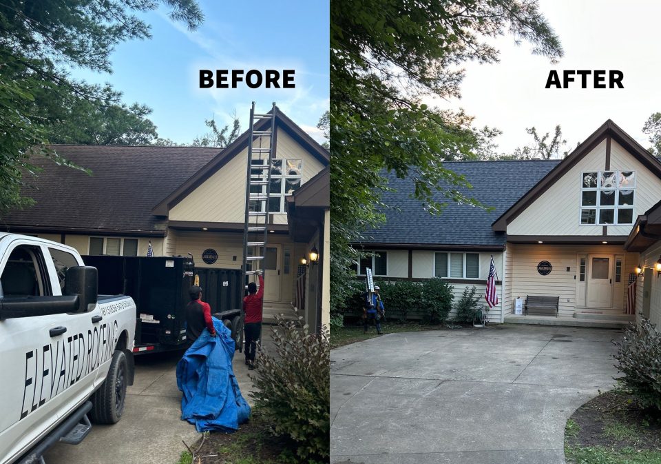 Apple River, IL home before and after full roof replacement
