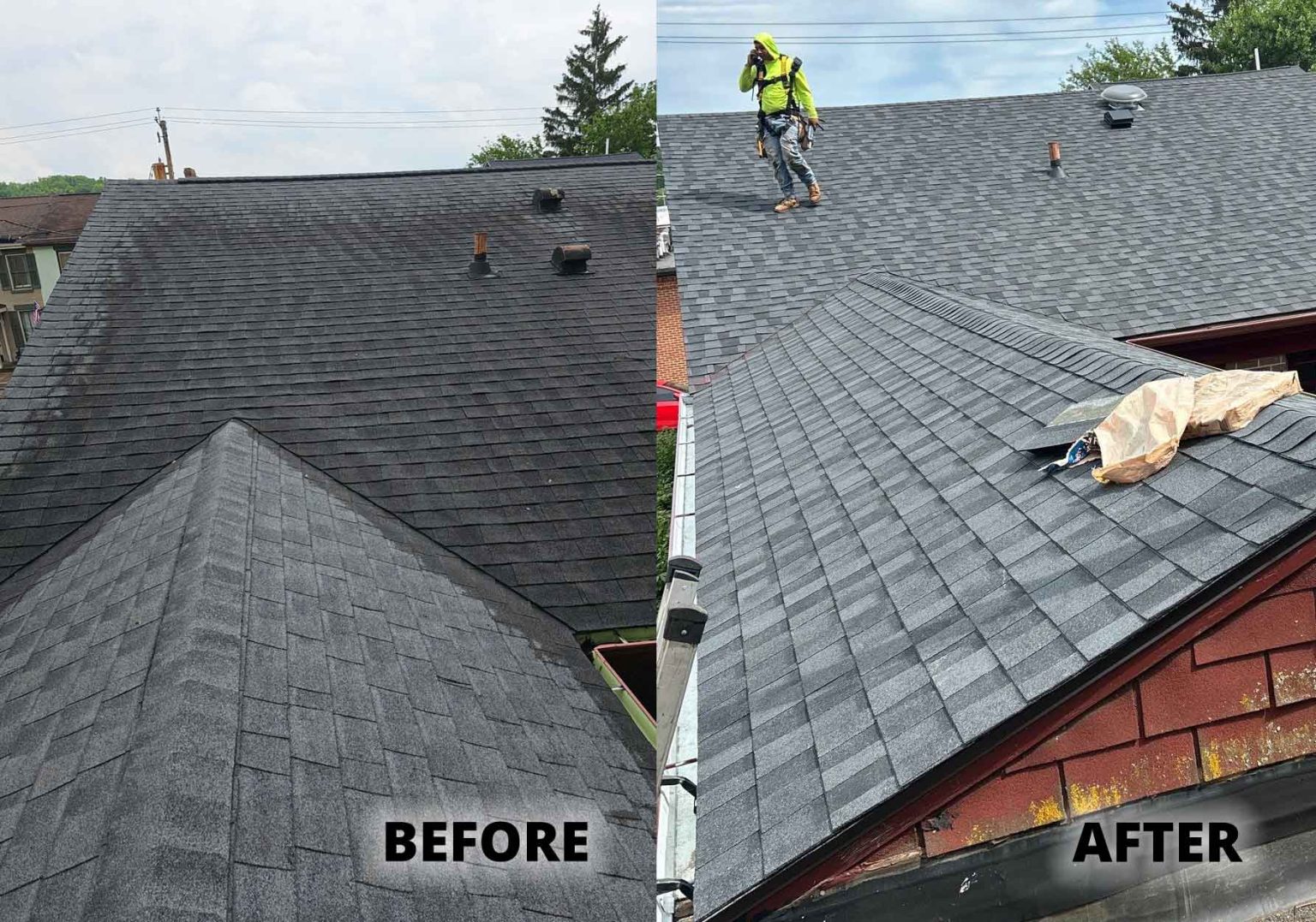 Galena, IL before and after of a full roof replacement