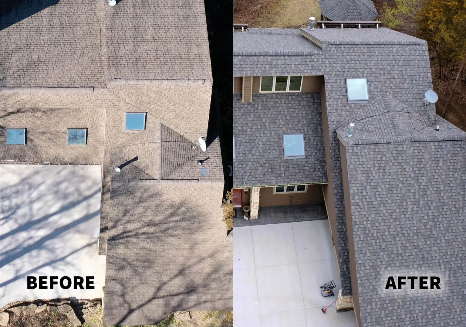 Galena, IL before and after of a full roof replacement