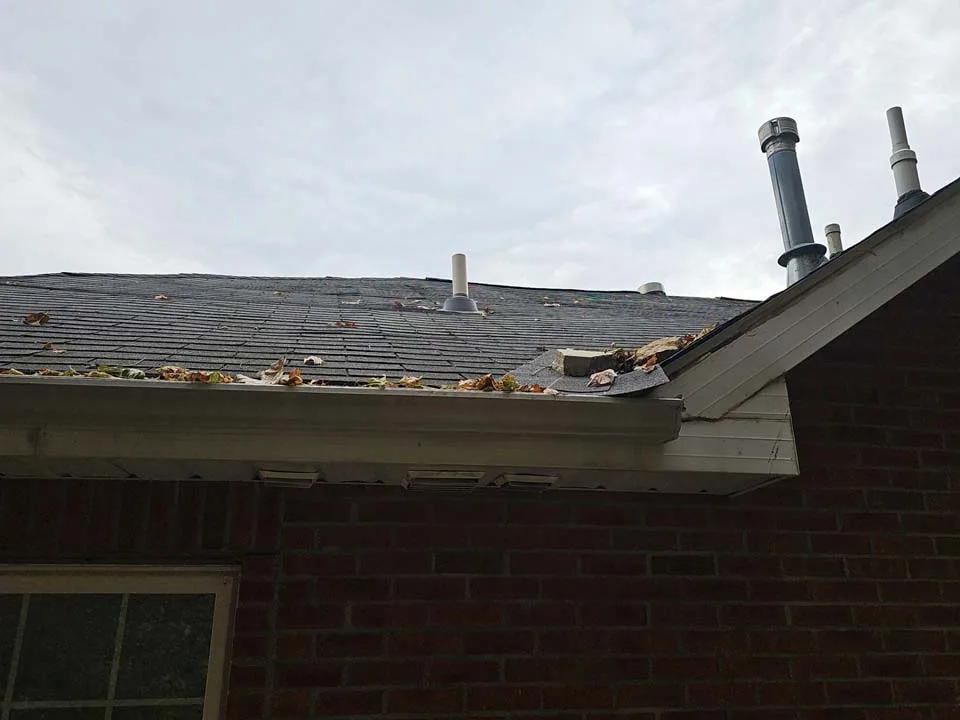 Exterior roof inspection showing damage
