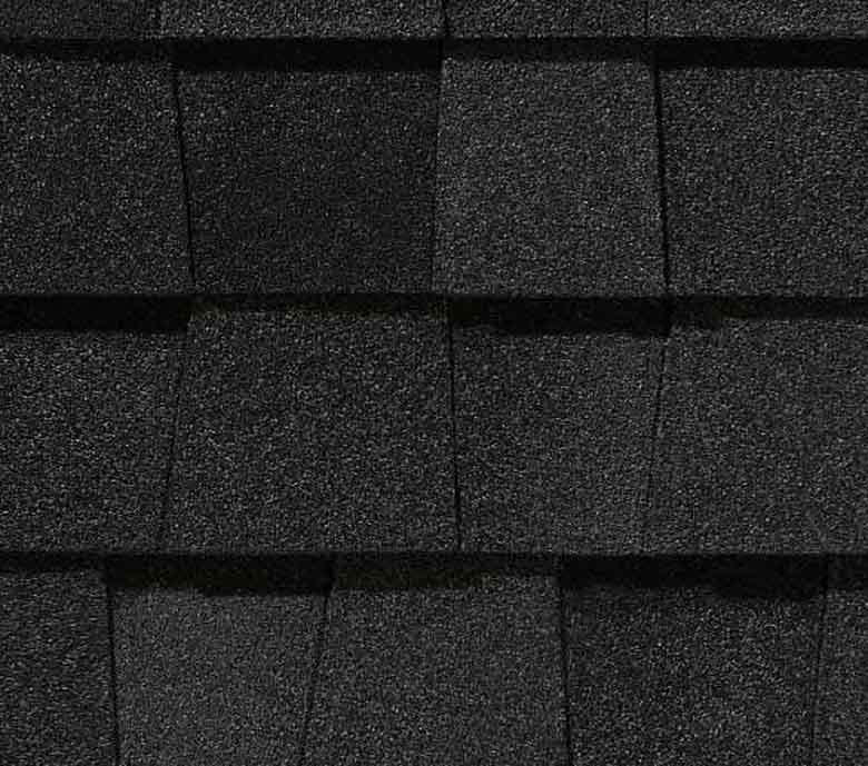 Landmark Premium asphalt shingle in moire black