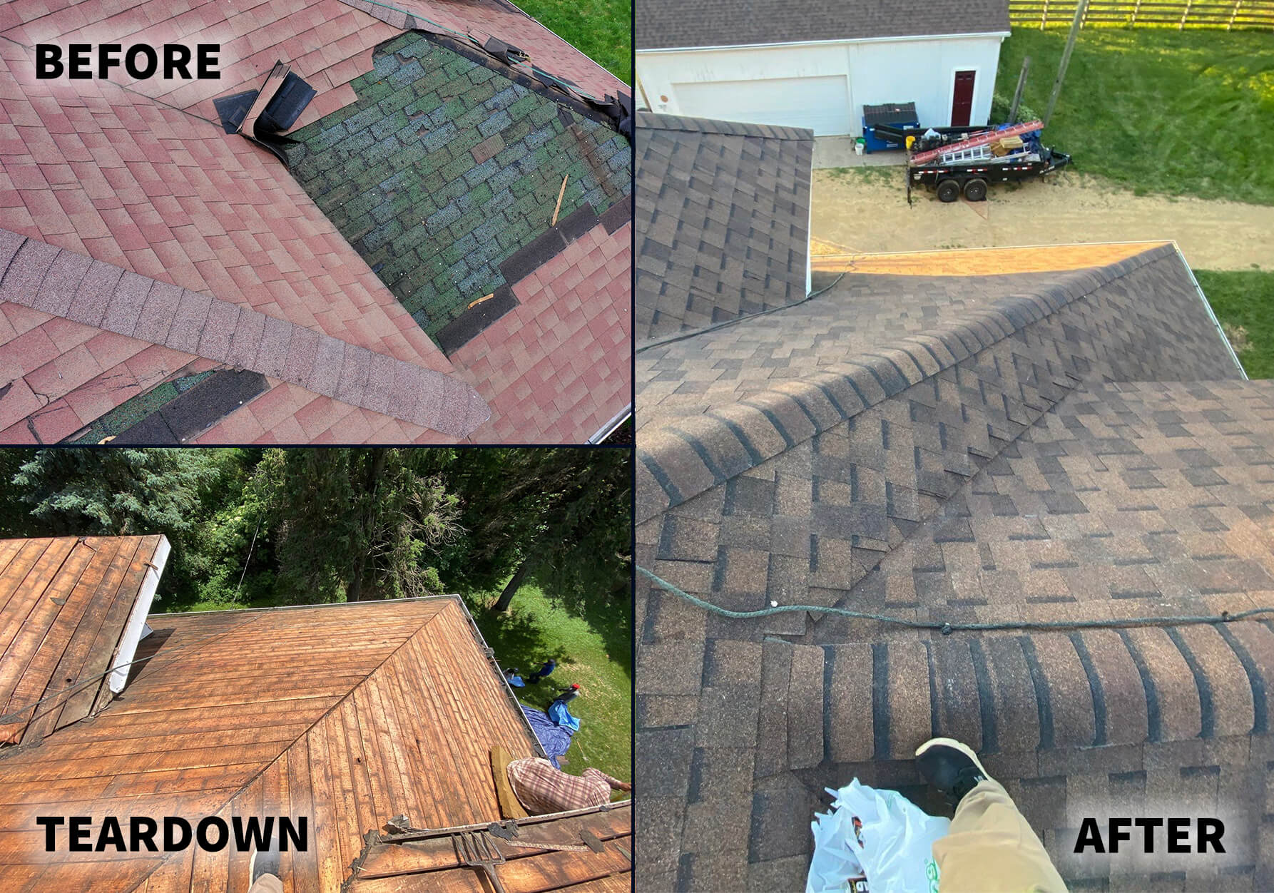 Freeport, IL before, during, and after of a full roof replacement